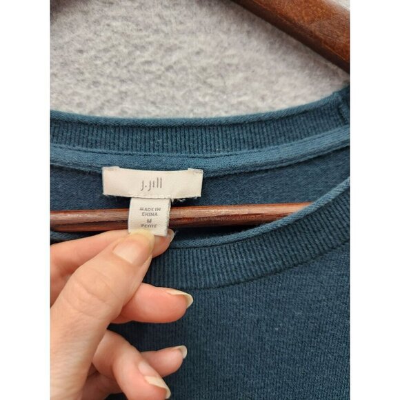 J. Jill Teal Long Sleeve Sweater Petite Cotton Blend Womens Professional Knitwea - Picture 2 of 5